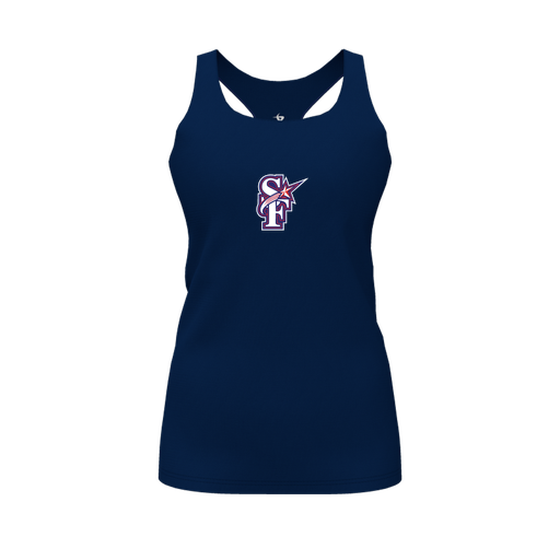 [FT0TRBNV-FYS-LOGO1] Decker Racerback Tank Top (Female Youth S, Navy, Logo 1)