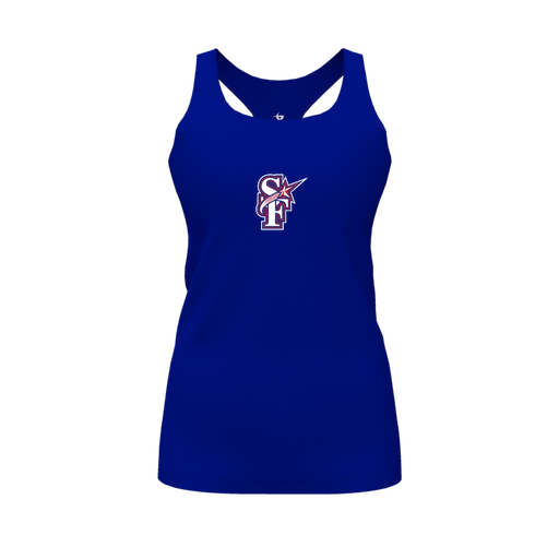 [FT0TRBRY-FYS-LOGO1] Decker Racerback Tank Top (Female Youth S, Royal, Logo 1)
