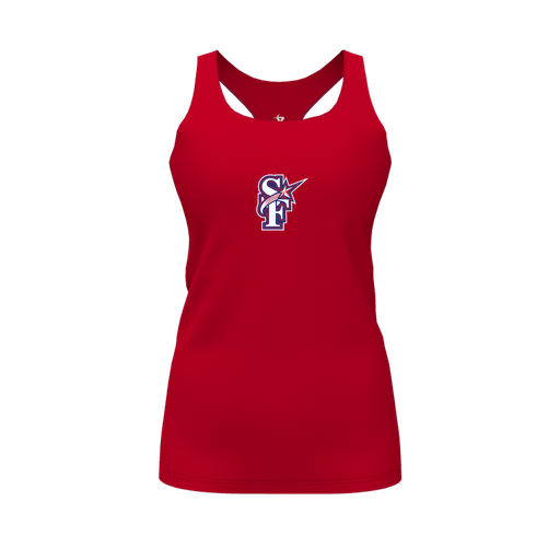 [FT0TRBRD-FYS-LOGO1] Decker Racerback Tank Top (Female Youth S, Red, Logo 1)